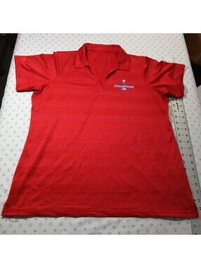 Majestic Phillies Champions Polo Shirt Red MLB Baseball Collared Athletic Top